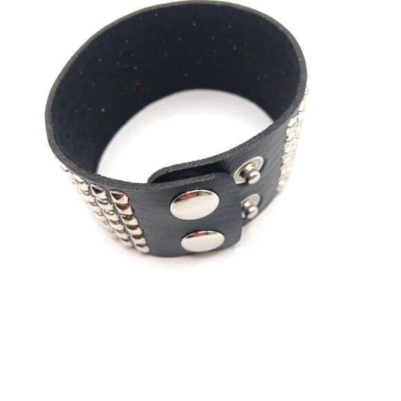 Gothic Spiked + Studded Bracelet Unisex Vegan Leather  -New - Picture 7 of 10